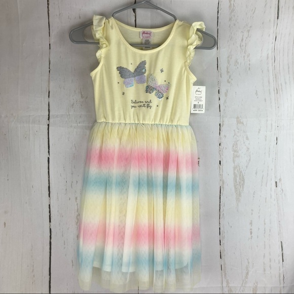Pinky Other - Yellow butterfly rainbow tutu dress